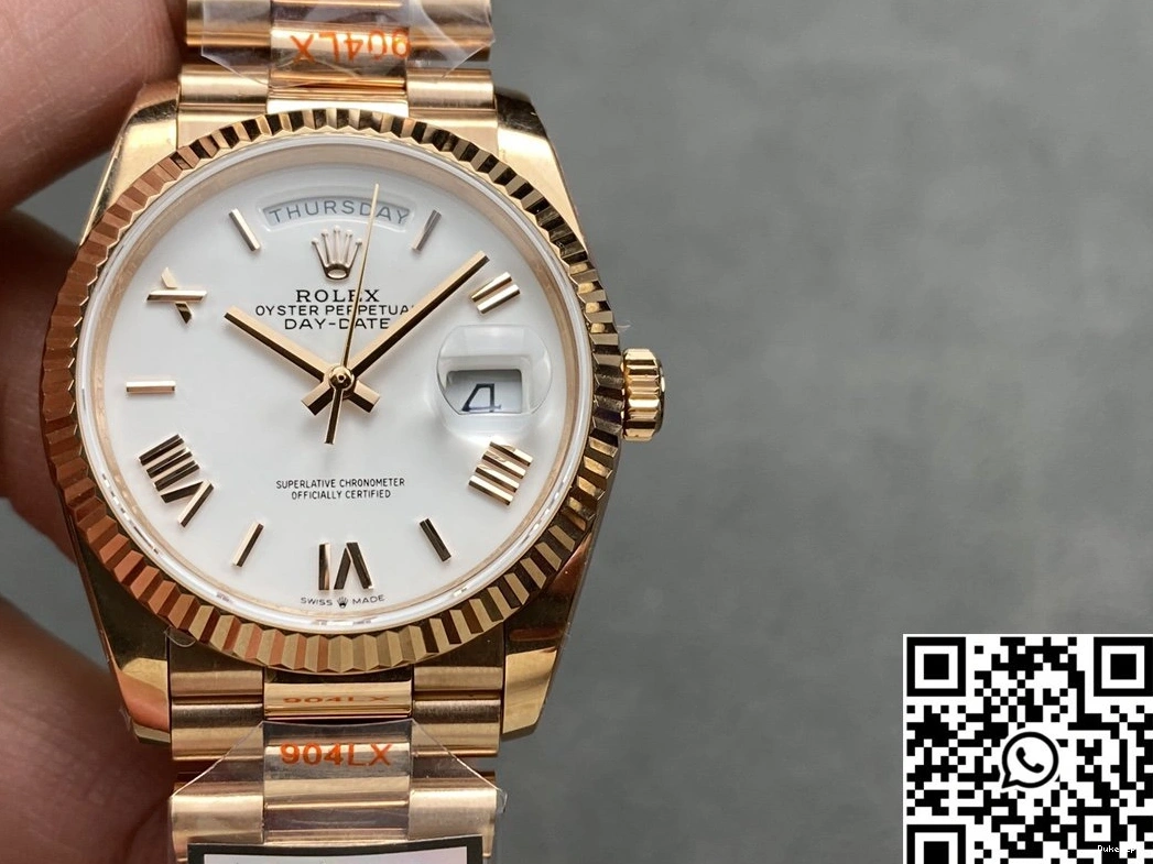 Steel M128235 White 36mm Rose Dial v5 Date QF Rolex Gold Day Factory Tungsten 0112